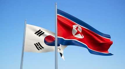 North and South Korean Flags.