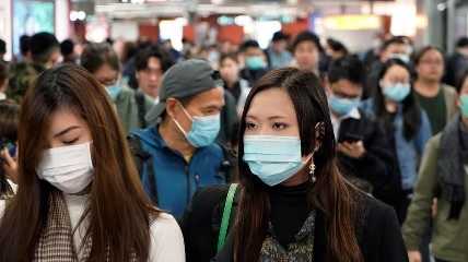 People with corona mask in China