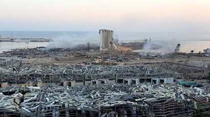 blast in Beirut's port area, Lebanon