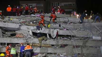 collapsed building