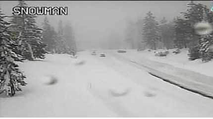 Caltrans traffic camera shows snow conditions