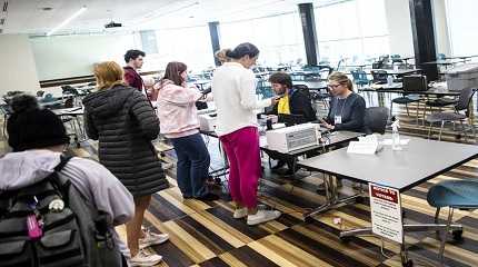 People line up to vote on Election Day