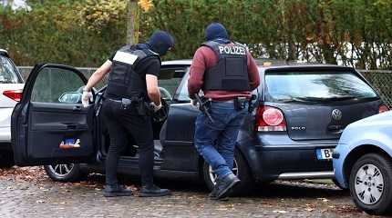 Police search a car