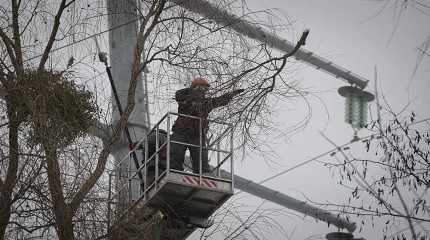 electricity supply company DTEK maintain power lines