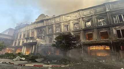 fire burning through the Grand Diamond City Casino and Hotel