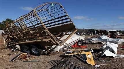 Debris stretches after a tornado