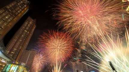 Fireworks lighted up the sky of Bangkok