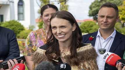 Jacinda Ardern addresses the media