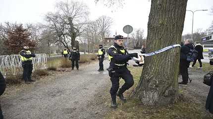 Police cordon off the area outside the Turkish embassy