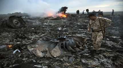 debris at the crash passenger plane