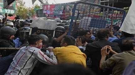 Supporter scuffle with police officers