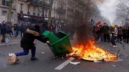 fire during clashes at a demonstration