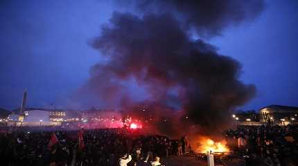 protesters demonstrate in Paris