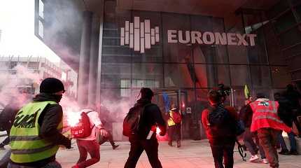 French SNCF railway workers on strike