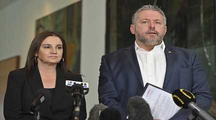 Senator Jacqui Lambie and lawyer Glenn Kolomeitz 