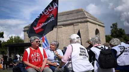 People gather on the day of the European election assembly