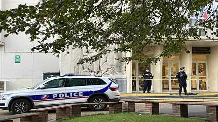 police officers outside the high school