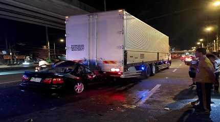 car collided with a dump truck