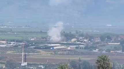 Smoke rises above Kfar Yuval