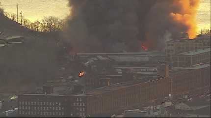 warehouse burns in Elizabeth