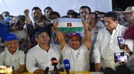 Opposition candidate Sergio Garrido celebrates