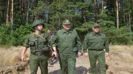 Belarusian President Alexander Lukashenko with army.