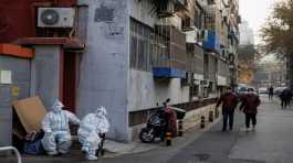 Epidemic prevention workers in protective suits