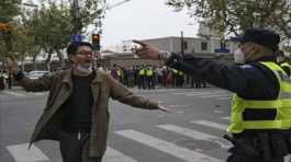 protester holding flowers