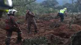 rescuers work during a rescue and evacuation operation