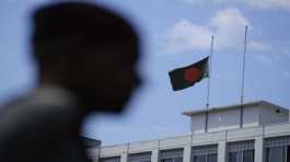 national flag atop office buildings