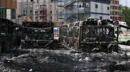 Burnt buses in Aubervilliers