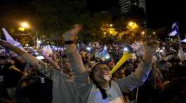 Supporters of presidential candidate Bernardo Arevalo