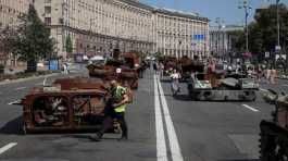 destroyed Russian military vehicles