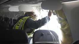 John Lovell examines the fuselage plug 