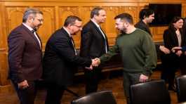 Volodymyr Zelenskiy is greeted by members of the Swiss National Council